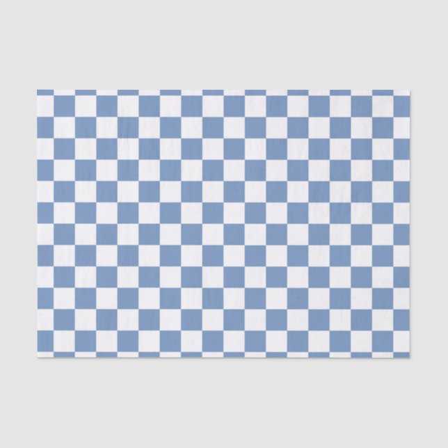 Chequered Blue/Grey and White Tissue Paper (Front)