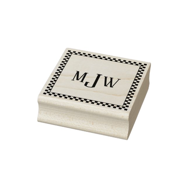 Chequered Board Frame Monogram Rubber Stamp (Stamp)