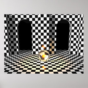 Chequered Board Marble Poster