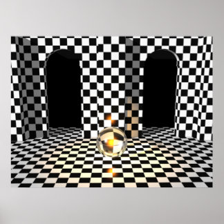 Chequered Board Marble Poster