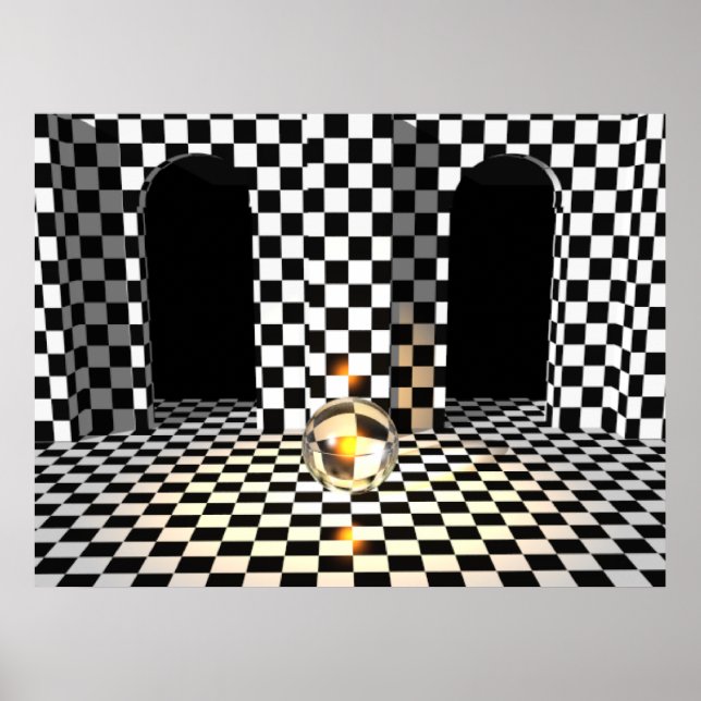 Chequered Board Marble Poster (Front)