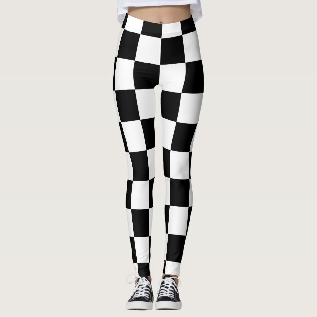 Chequered board pattern with white,black leggings (Front)