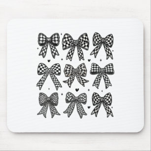 Chequered Bow Flag Race Car Racing Women Cute Coqu Mouse Mat