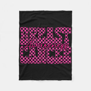 Chequered Breast Cancer In October We Wear Pink Me Fleece Blanket