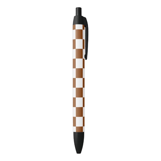 Chequered Brown and White  Black Ink Pen (Bottom (Vertical))