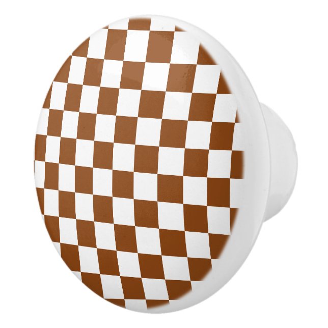 Chequered Brown and White  Ceramic Knob (Right)