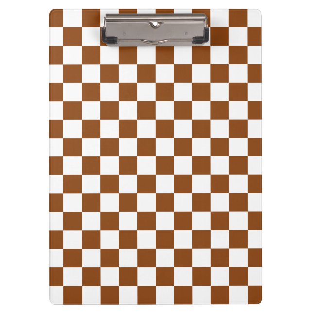 Chequered Brown and White  Clipboard (Front)