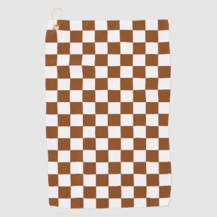 Chequered Brown and White Golf Towel