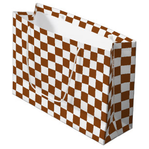 Chequered Brown and White Large Gift Bag