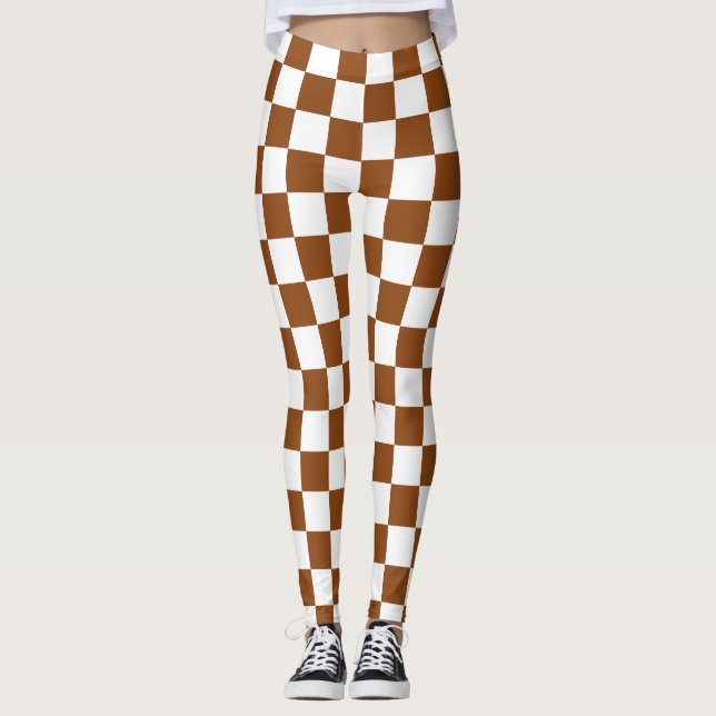 Chequered Brown and White  Leggings (Front)