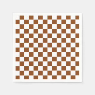 Chequered Brown and White Napkin