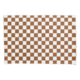 Chequered Brown and White  Pillowcase