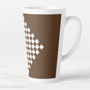 Chequered Brown and White Retro Latte Mug