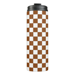 Chequered Brown and White  Thermal Tumbler