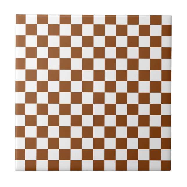 Chequered Brown and White  Tile (Front)