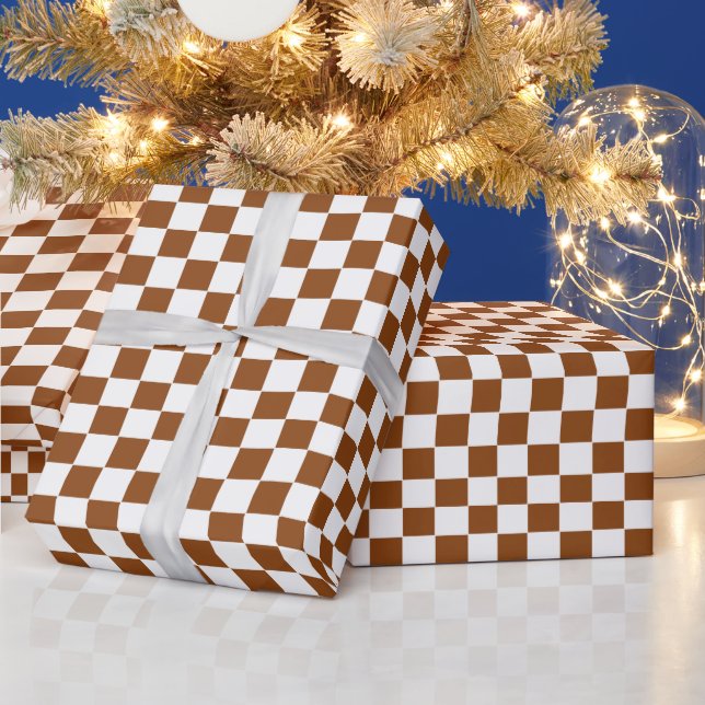 Chequered Brown and White  Wrapping Paper (Holidays)