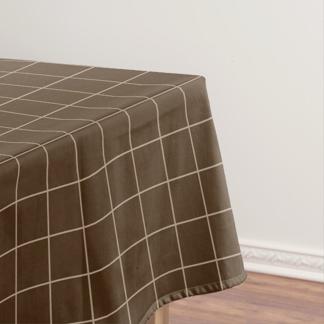 Chequered Brown Cotton Tablecloth 52"x70" (In Situ)