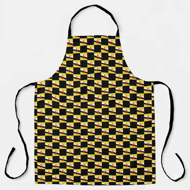 Chequered Brunei Flag Pattern  Apron (Front)