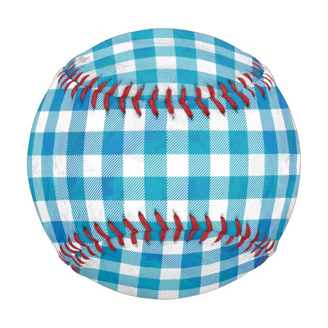 Chequered Buffalo Plaid Blue and White Baseball (Back)