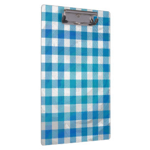 Chequered Buffalo Plaid Blue and White Clipboard