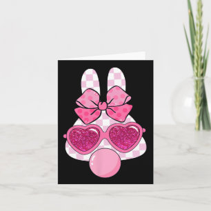 Chequered Bunny Blowing Bubble Gum Easter Coquette Card
