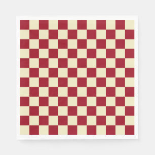 Chequered Burgundy and Cream Napkin
