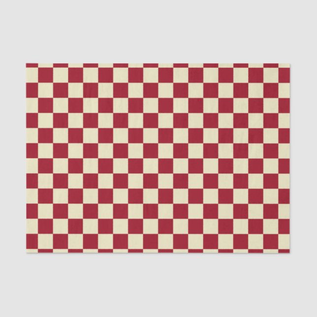 Chequered Burgundy and Cream Tissue Paper (Front)