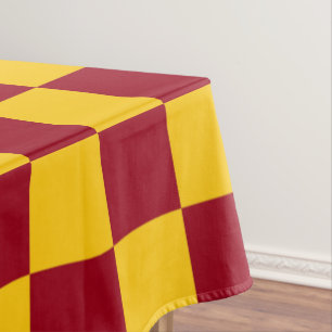 Chequered Burgundy and Gold Tablecloth