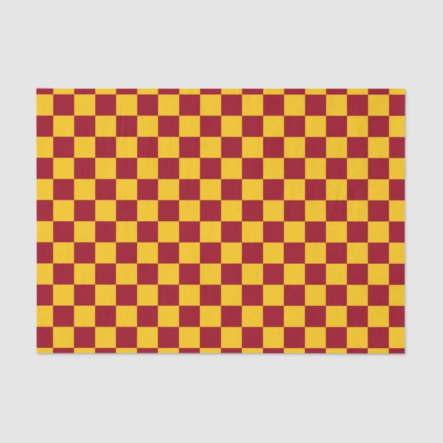 Chequered Burgundy and Gold Tissue Paper (Front)