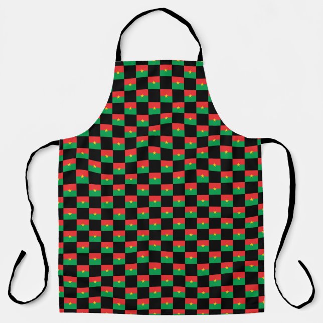 Chequered Burkina Faso Flag Pattern  Apron (Front)