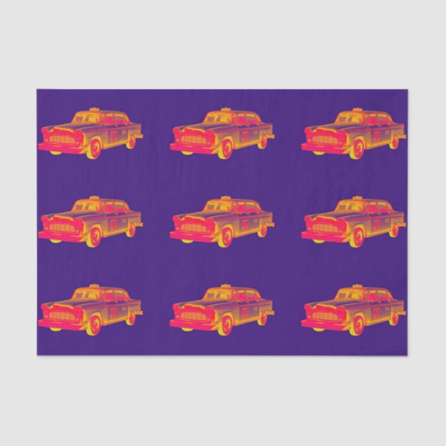 Chequered Cab Taxi Pop Art Tissue Paper (Front)