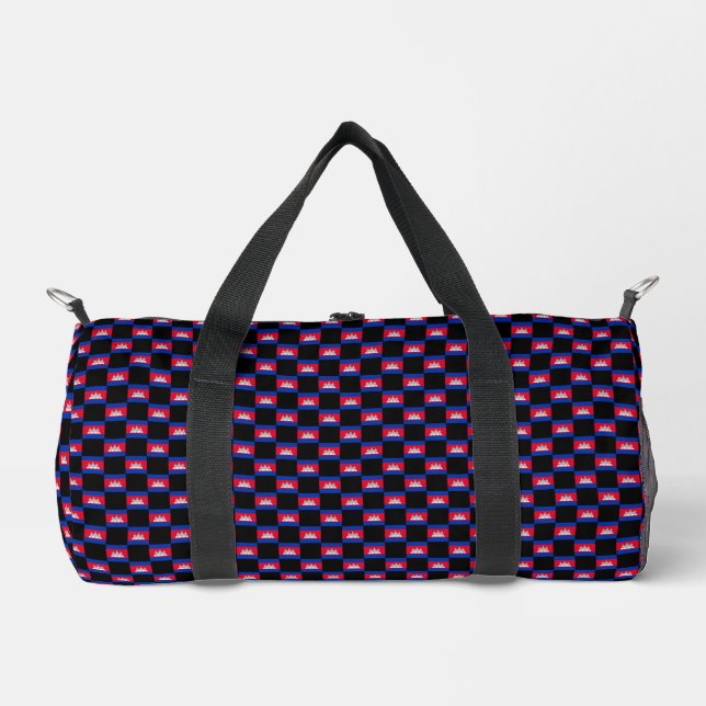 Chequered Cambodia Flag Pattern  Duffle Bag (Front)
