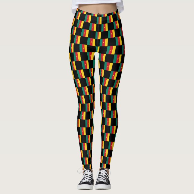Chequered Cameroon Flag Pattern  Leggings (Front)