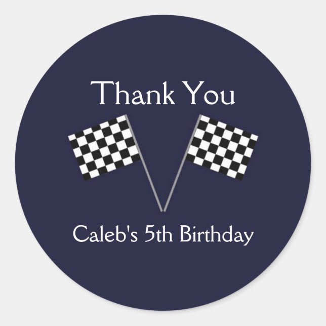 Chequered Car Racing Flags Birthday Party Stickers (Front)