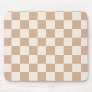 Chequered Caramel Brown Mouse Mat