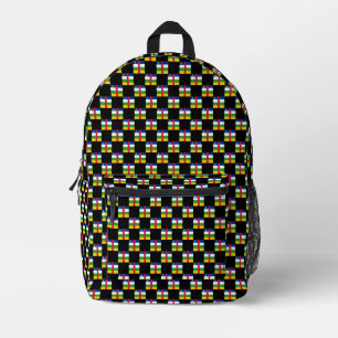 Chequered Central African Republic Flag Pattern Printed Backpack