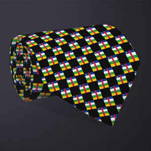 Chequered Central African Republic Flag Pattern Tie