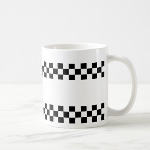 Chequered Checkers Black White Mug