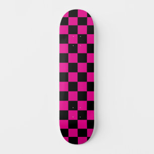 Chequered (chequered) Magenta Hot Pink & Black Skateboard