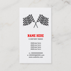 chequered, chequered motor racing flag business card