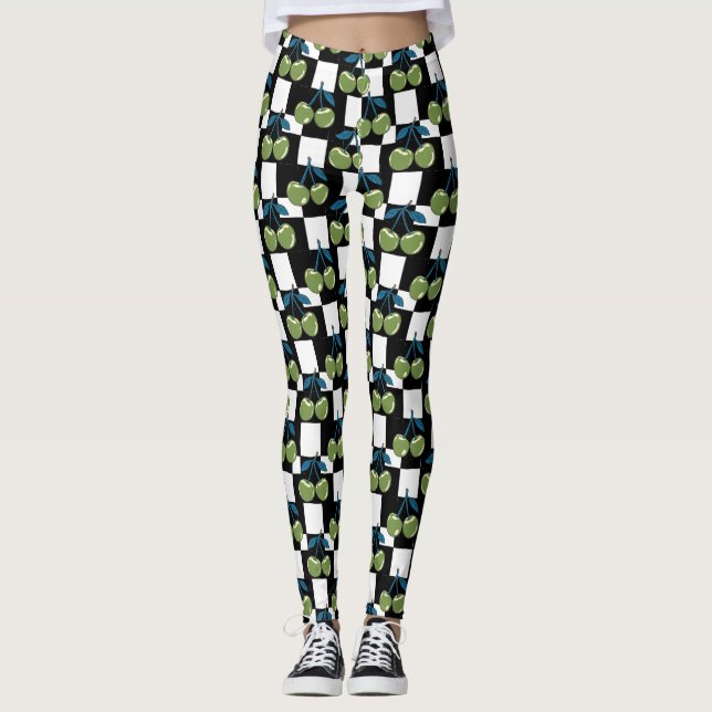 "Chequered Cherry Pop" Leggings (Front)