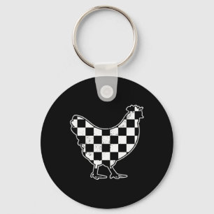 Chequered Chicken Farmer Chicken Race Car Boys Chi Key Ring