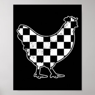 Chequered Chicken Farmer Chicken Race Car Boys Chi Poster