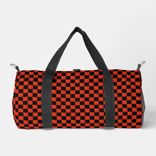 Chequered China Flag Pattern  Duffle Bag (Front)