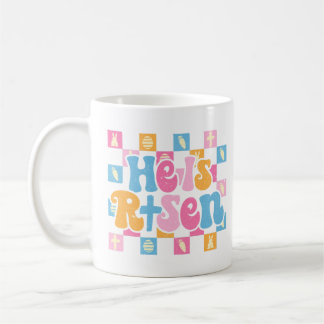 Chequered Christian Easter He is Risen Coffee Mug