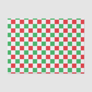Chequered Christmas Red and Green Tissue Paper