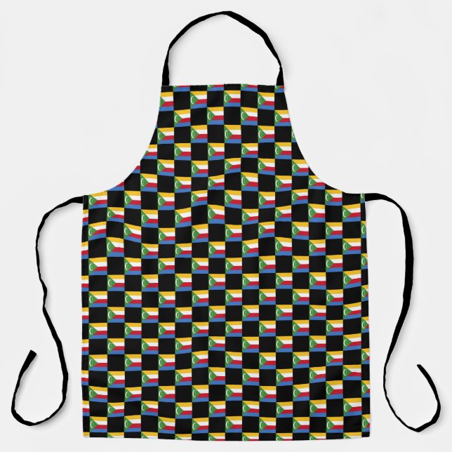 Chequered Comoros Flag Pattern  Apron (Front)