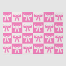 Chequered Coquette Girly Pink Bows Pattern