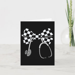 Chequered Coquette Nurse Stethoscope Bow Chequered Card