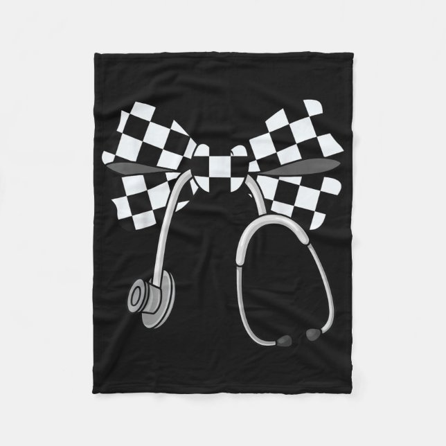 Chequered Coquette Nurse Stethoscope Bow Chequered Fleece Blanket (Front)